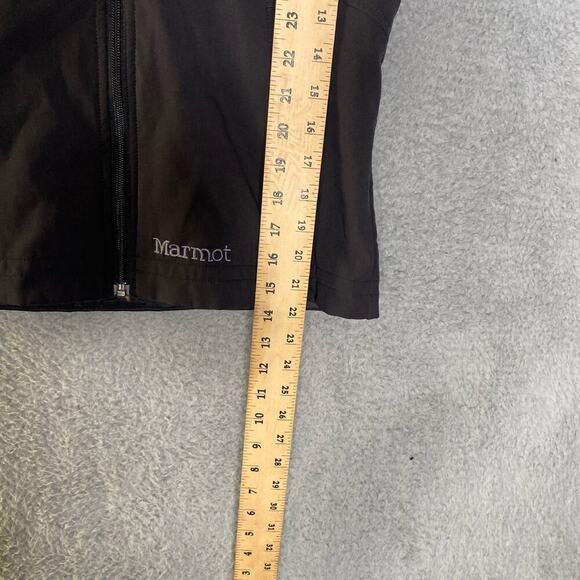 Marmot Softshell Vest Womens M Black Faux Fur Lined Hood Full Zip outerwear - Picture 9 of 9